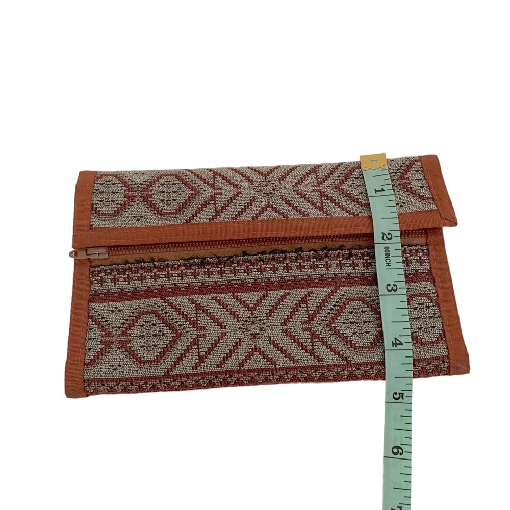Rolfs Vintage Brown Orange Gray Aztec Design Bifold Hook & Loop Wallet, Unisex